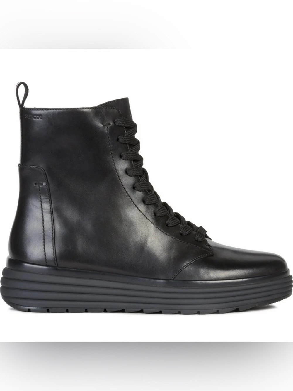 Geox Phaolae Women's Black Leather Ankle Lace Up Biker Boots size 10